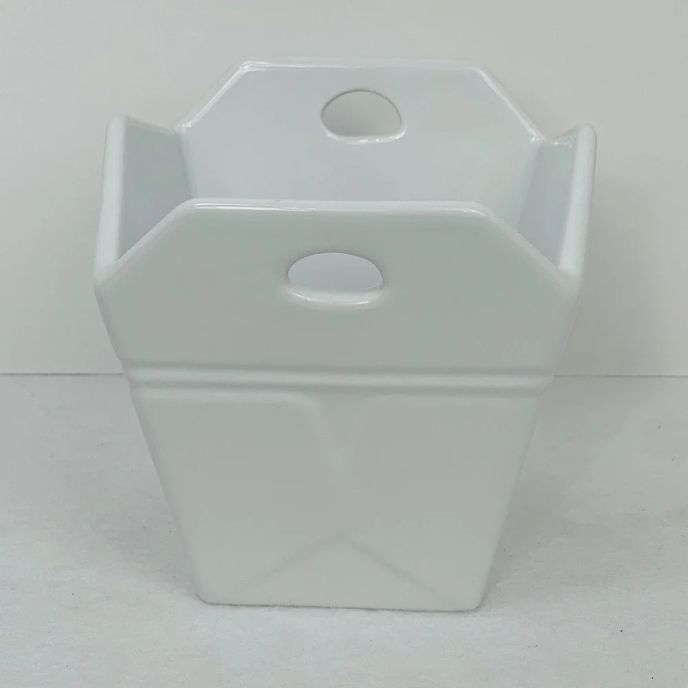 Ceramic Takeout Box Bowl White Fu Character Good Fortune Noodle Bowl 5.5in